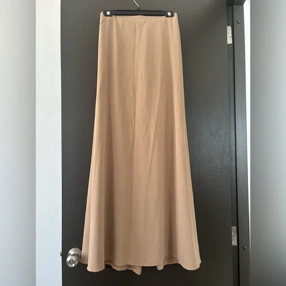 SHEIN High Waist Wide Leg Belted Pants with Skirt Overlay - Tan/Khaki - Size 6 - Picture 4 of 5
